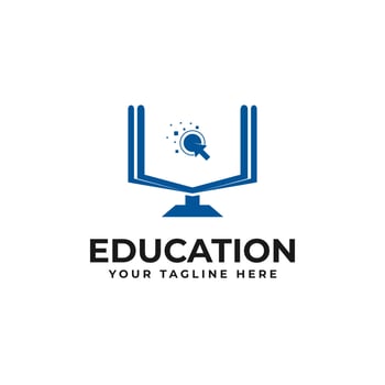Online Education Class Logo Design With Books, Monitors, Computers Icon Vector