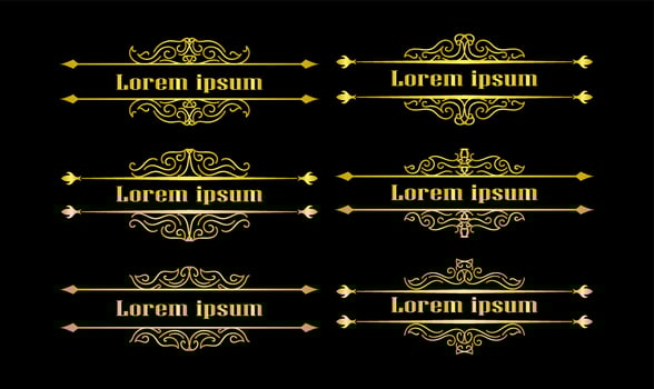 Gold Borders Elements Set Collection, ornament Vector