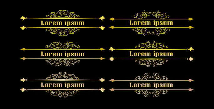 Gold Borders Elements Set Collection, ornament Vector