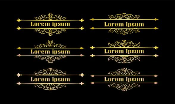 Gold Borders Elements Set Collection, ornament Vector
