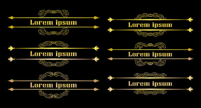 Gold Borders Elements Set Collection, ornament Vector