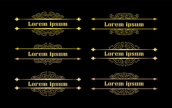 Gold Borders Elements Set Collection, ornament Vector