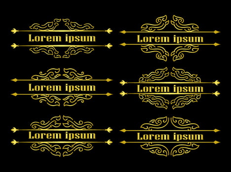 Gold Borders Elements Set Collection, ornament Vector