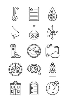 bundle of covid 19 designs, line style icon vector