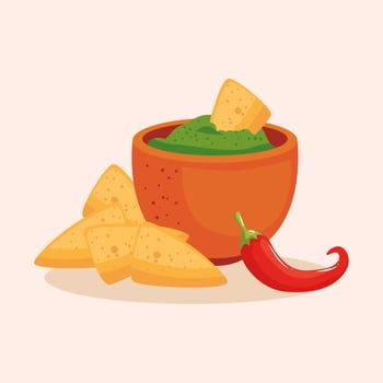 Mexican bowl nachos and chilli vector design
