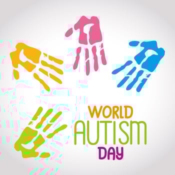 world autism day with handprints vector