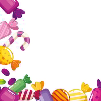 frame of delicious candies decoration vector