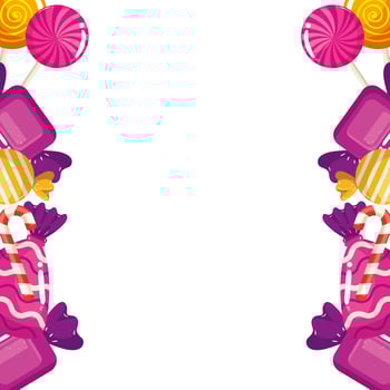 frame of delicious candies decoration vector