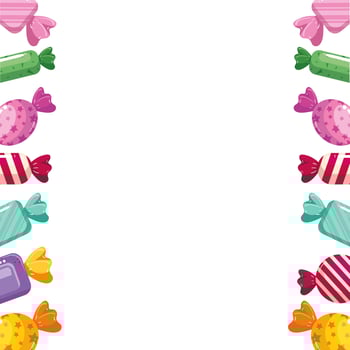 frame of delicious candies decoration vector
