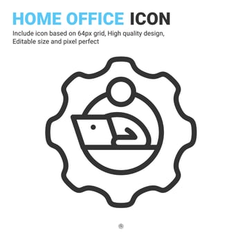 Remote employee icon vector with outline style isolated on white background. Vector illustration work from home sign symbol icon concept for business, finance, industry, company, app and project