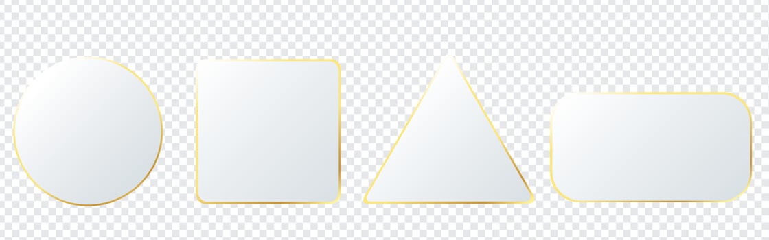 Realistic collection golden geometric figures on background.  Geometric shapes vector