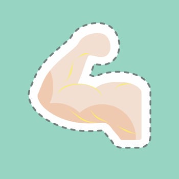 Muscles Sticker in trendy line cut isolated on blue background vector