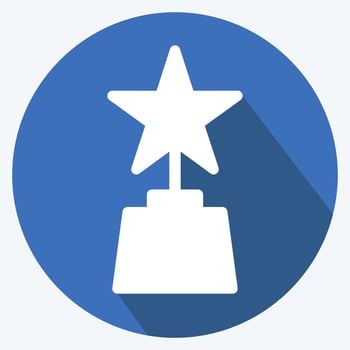 Award Icon in trendy long shadow style isolated on soft blue background vector