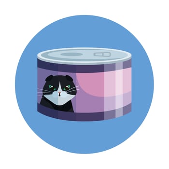 food cat in can with frame circular vector