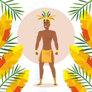 exotic dancer brazil man with tropical decoration vector