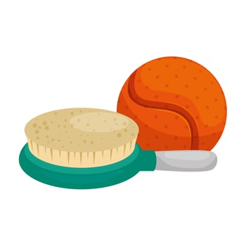 brush pet with ball toy isolated icon vector