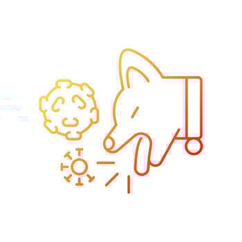 Kennel cough gradient linear vector icon. Dogs infectious bronchitis. Pet respiratory system affecting disease. Thin line color symbol. Modern style pictogram. Vector isolated outline drawing