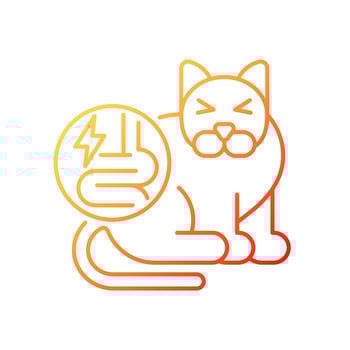 Pet IBD gradient linear vector icon. Inflammatory bowel disease. Animal intestinal disorders. Stomach irritation. Thin line color symbol. Modern style pictogram. Vector isolated outline drawing