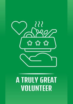 Truly great volunteer appreciation postcard with linear glyph icon. Greeting card with decorative vector design. Simple style poster with creative lineart illustration. Flyer with holiday wish