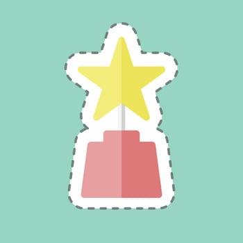 Award Sticker in trendy line cut isolated on blue background vector