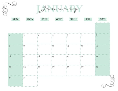 january elegant 2022 monthly calendar planner printable vector