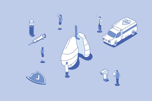 human lungs organs with doctor people analysis health with outline isometric style vector