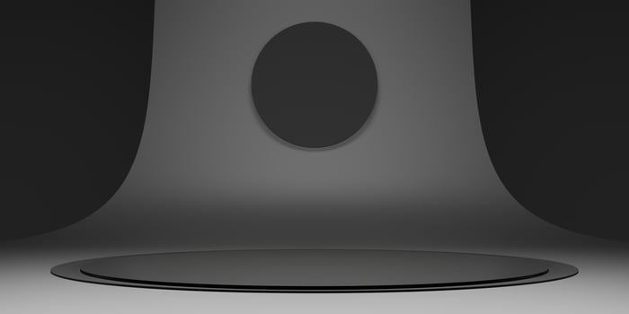 Stage round base Zen garden concept and minimal dark tone studio scene photo
