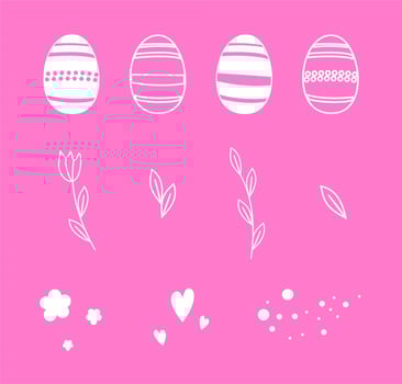 Happy Easter. A set of vector hand-drawn eggs for the Easter holiday