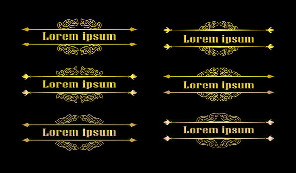 Gold Borders Elements Set Collection, ornament Vector