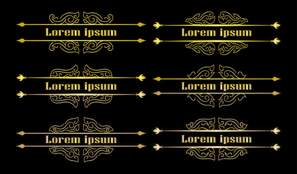 Gold Borders Elements Set Collection, ornament Vector