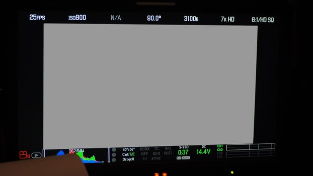 Video recording screen. Professional camera viewfinder frame on monitor screen. photo
