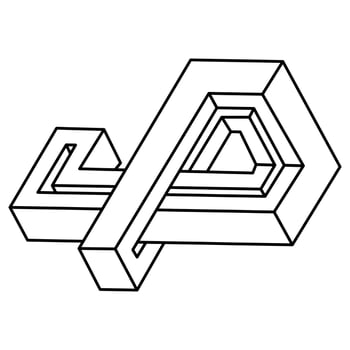 Geometric shape optical illusion. Illusion geometrical symbol, impossible creative art. Optical art figures. Geometry vector illustration.
