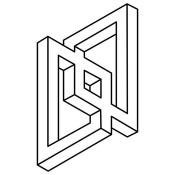 Impossible shape, optical illusion, vector. Optical art object. Geometric figure. vector