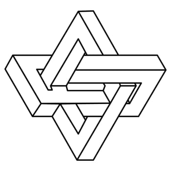 Optical illusion shape, unreal geometric object. Impossible figure. Sacred geometry shapes. vector