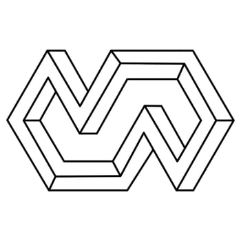 Impossible optical illusion shape. Sacred geometry. Optical art object. Impossible figures. Line art. vector