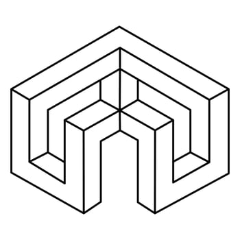 Optical illusion figures, unreal geometric vector. Impossible object. Sacred geometry shapes. vector