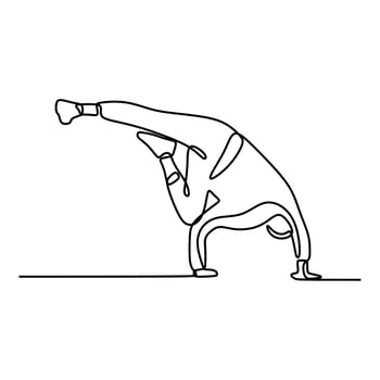 man boy do breakdance oneline continuous single line art vector