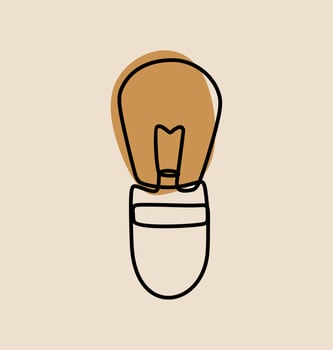 Bulb light oneline continuous line art premium vector set