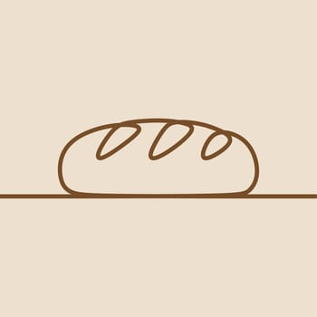 bake bread oneline continuous line art vector