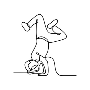 man boy do breakdance oneline continuous single line art vector