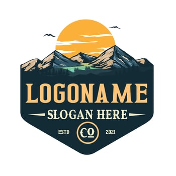Mountain Lake Illustrator logo Template vector