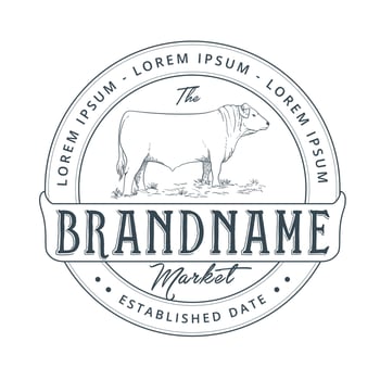 Cattle farm logo design template vector