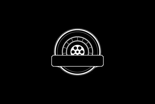 Retro Vintage Cinema Film Stripes Reel Movie Production Logo Design Vector