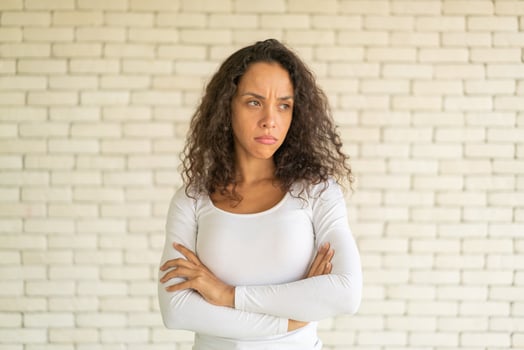 beautiful Latin woman with lonely feeling photo