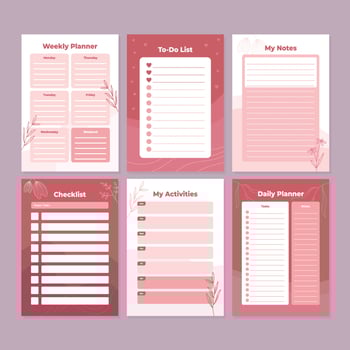 Journal Planner Pages in Monochrome vector