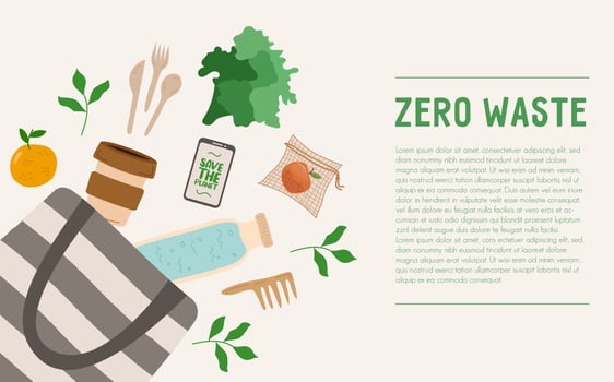Zero waste background with bag vector