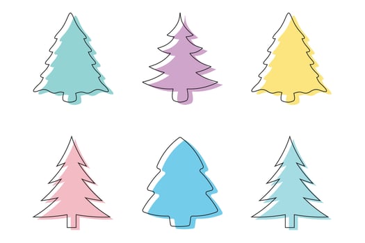 Christmas tree collection in pastel colors vector