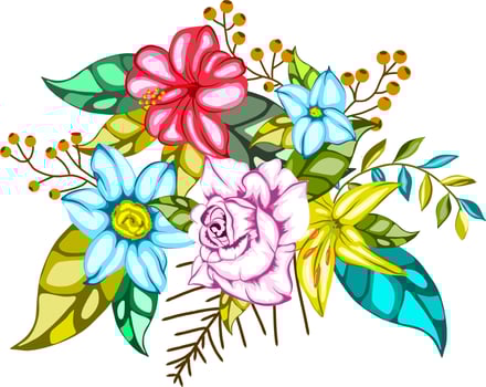 Delicate rose flowers decorations vector