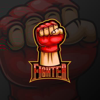 Fighter hand mascot e sport logo design vector