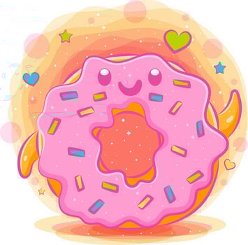 Donuts cute kawaii cartoon vector